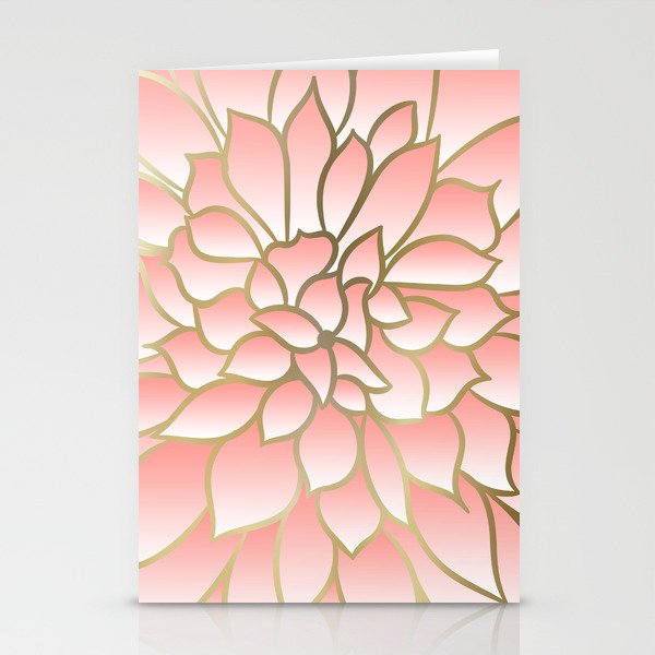 Festive, Floral Prints, Pink and Gold Stationery Cards