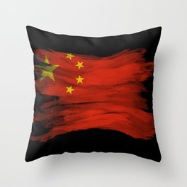 China flag brush stroke, national flag Throw Pillow