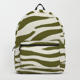 Earthy Green and Beige Zebra Tiger Animal Print Pattern Backpack