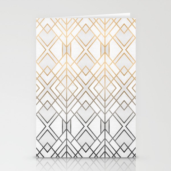 Gold And Grey Geo Stationery Cards
