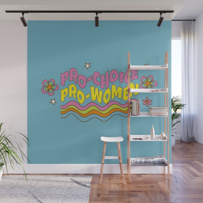 Pro-Choice Groovy Typography Blue Wall Mural