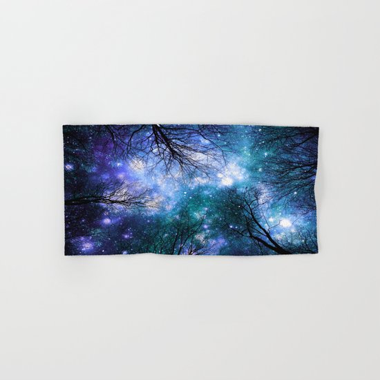 Black Trees Teal Violet Space Hand & Bath Towel