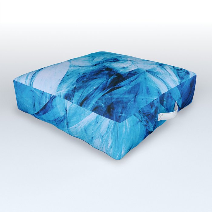 Arctic Split Abstract Blue Ice Marble Artwork  Outdoor Floor Cushion