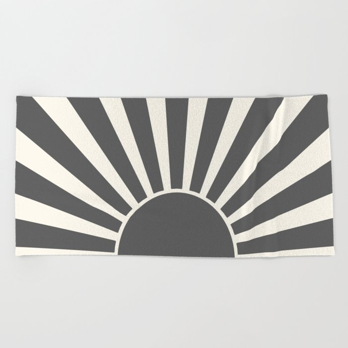 Grey retro Sun design Beach Towel