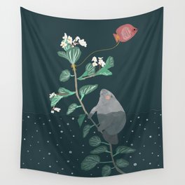 The manatee decided to run away Wall Tapestry
