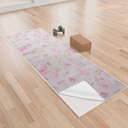 Modern Vintage Blush Pink  Romantic Floral Pattern Yoga Towel