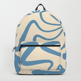 Mid Century Abstract Liquid Lines Pattern - Cerulean Frost and Papaya Whip Backpack