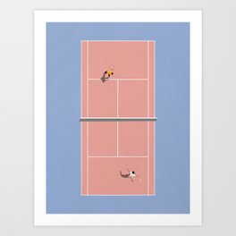 Playing Tennis | Pastel Colors Tennis Court  Art Print