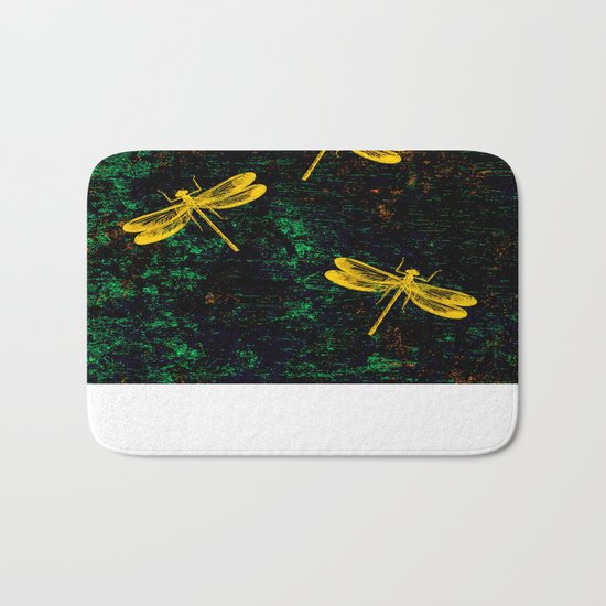 Golden Dragonflies Bath Mat