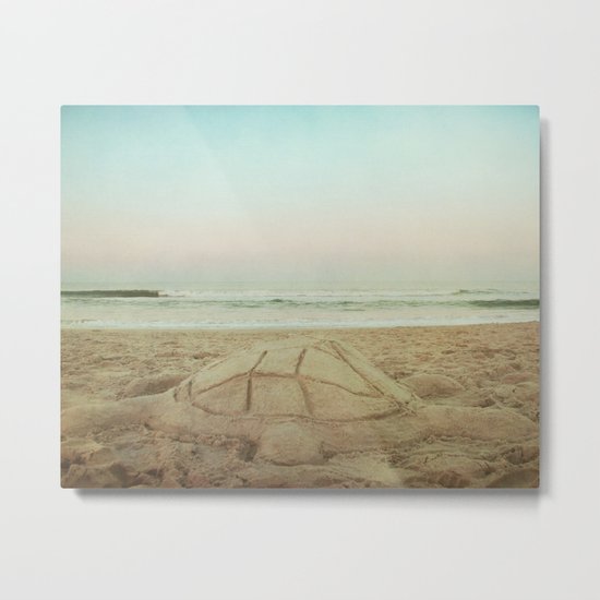Seaside Sand Turtle Metal Print