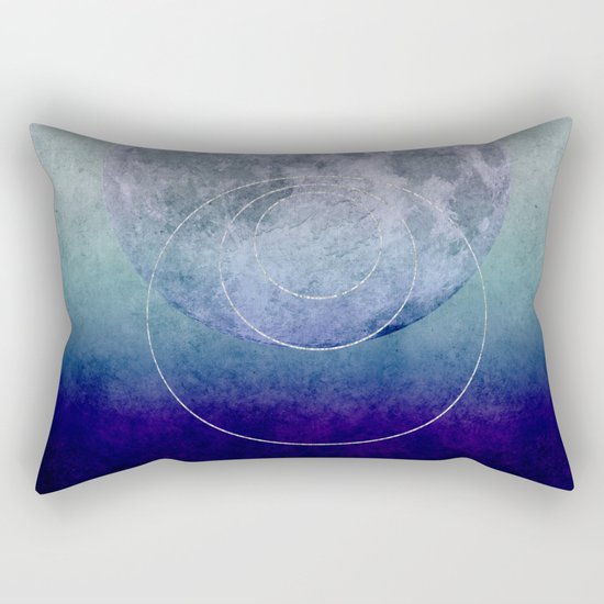 Blue Moon geometric circle mixed media Rectangular Pillow