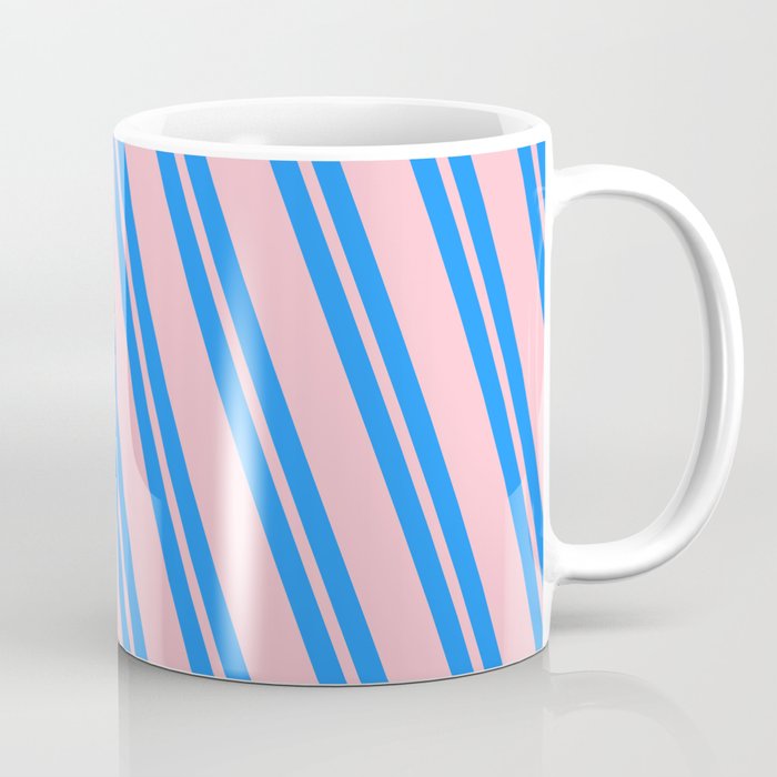 Blue and Pink Colored Striped Pattern Coffee Mug