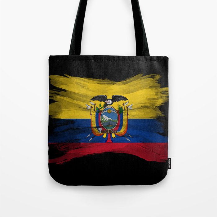 Ecuador flag brush stroke, national flag Tote Bag