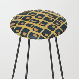 Retro Funky Squares Seamless Pattern Charcoal, Yellow and Orange Counter Stool