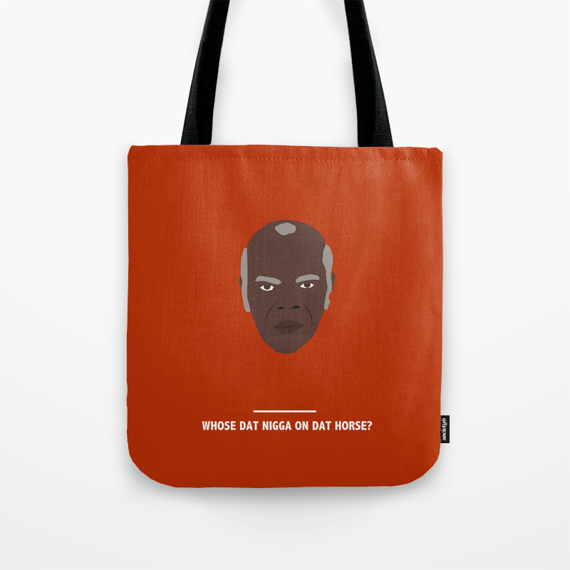 magazine Throb approach WHOSE DAT NIGGA ON DAT HORSE? (Django Unchained) Tote Bag by COMME UNE  AFFICHE AU MUR | Society6