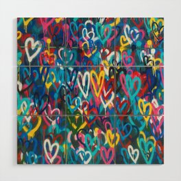 Graffiti Hearts Love (Color) Wood Wall Art