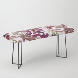 Romantic burgundy red pink purple watercolor floral Bench