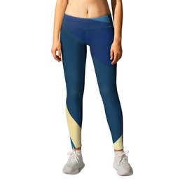 Blue Gold Abstract Low Poly Geometric Nature Art  Leggings
