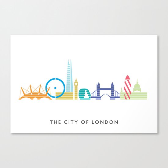 London Skyline White Canvas Print