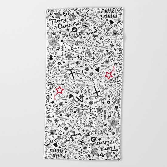 Merry Christmas Multiple languages Beach Towel