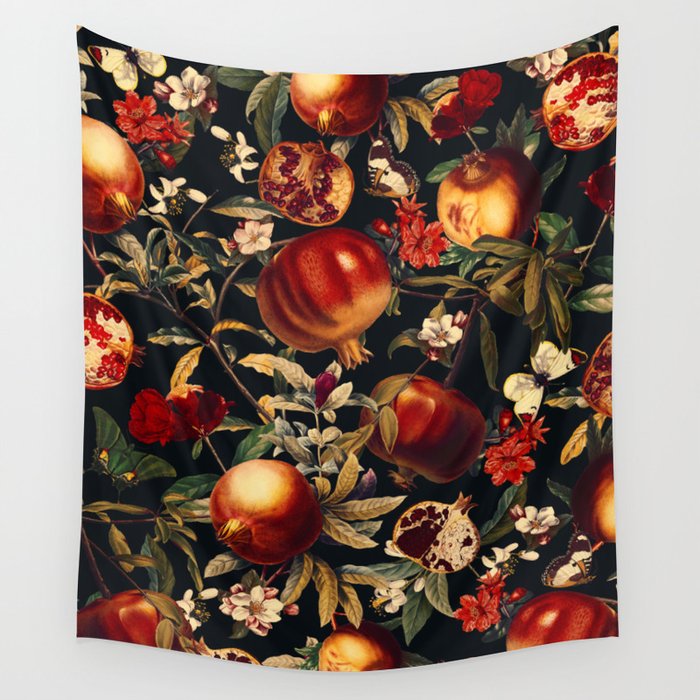 Pomegranate Garden II - Night Wall Tapestry