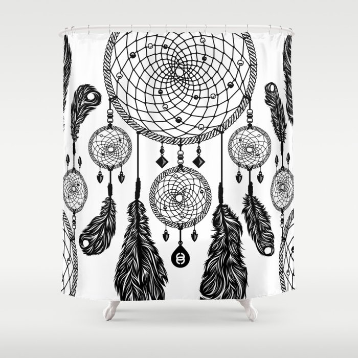 Dreamcatcher (Black & White) Shower Curtain