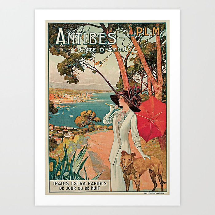 French Riviera Vintage Art Deco Travel Poster cote 