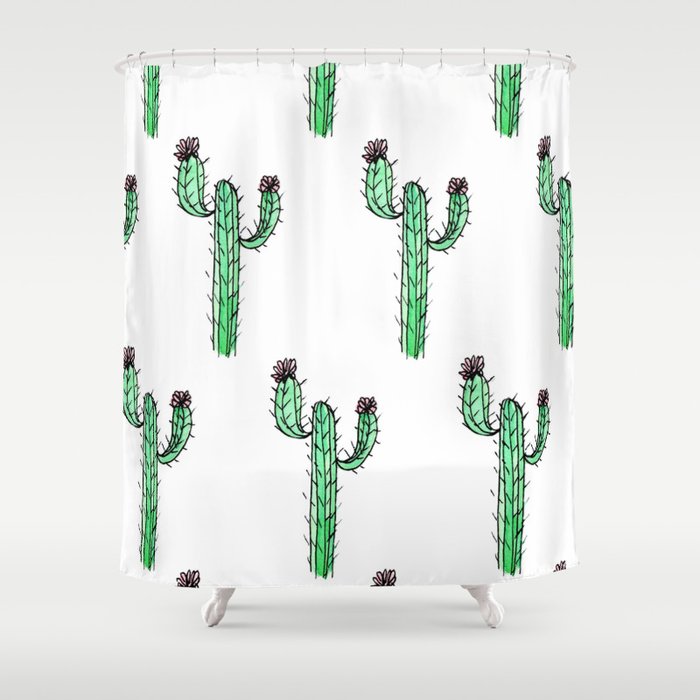Cactus Flower II Pattern Shower Curtain