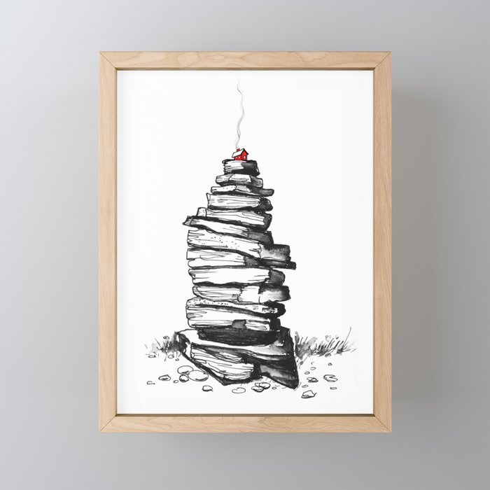 House on a Rock Pen and Ink Framed Mini Art Print