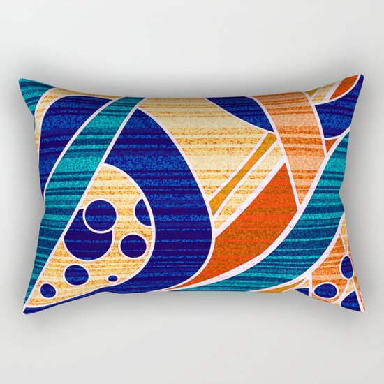 Blue orange abstract pattern . Rectangular Pillow