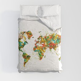 Map of the World watercolor Comforter