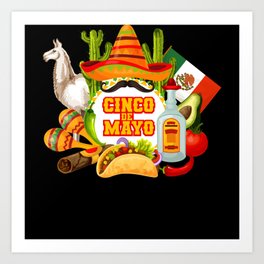 Cinco de Mayo Party Celebration Fiesta Art Print | Mexicano, Day Of The, Dragons Love Tacos, Mexicana, Mexican Hat, Margarita Fiesta, Grandkids, Graphicdesign, Skeleton, Tequila 