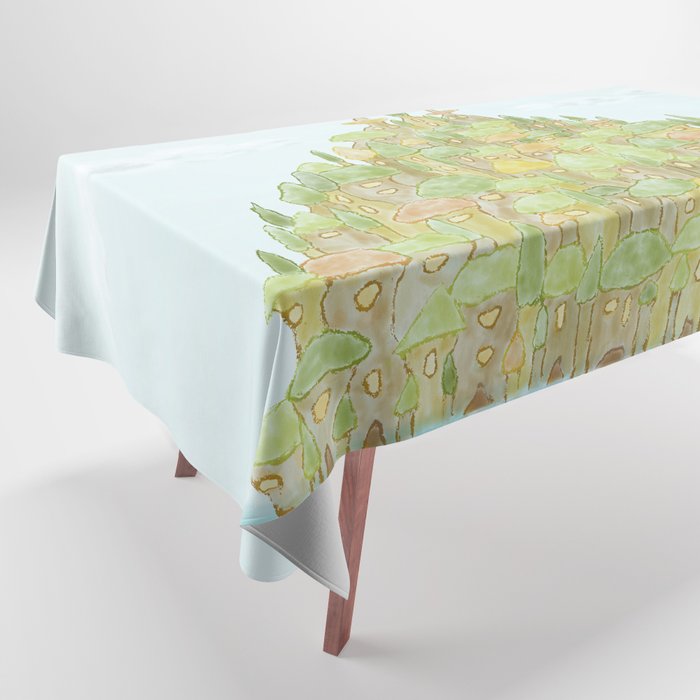 Tree village island Tablecloth
