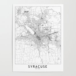 Syracuse White Map Poster