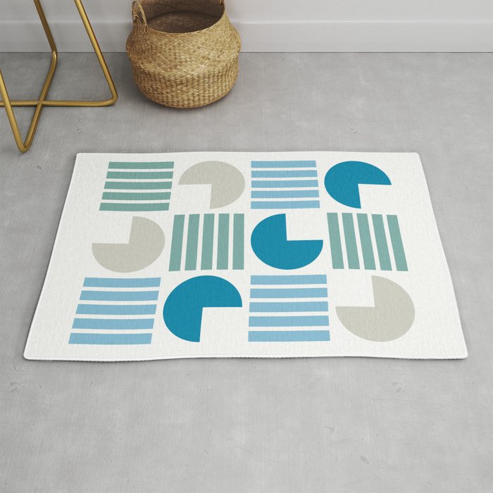 Classic pastel tone geometric minimal composition 1 Rug