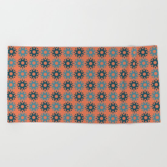 Pattern orange blue Beach Towel