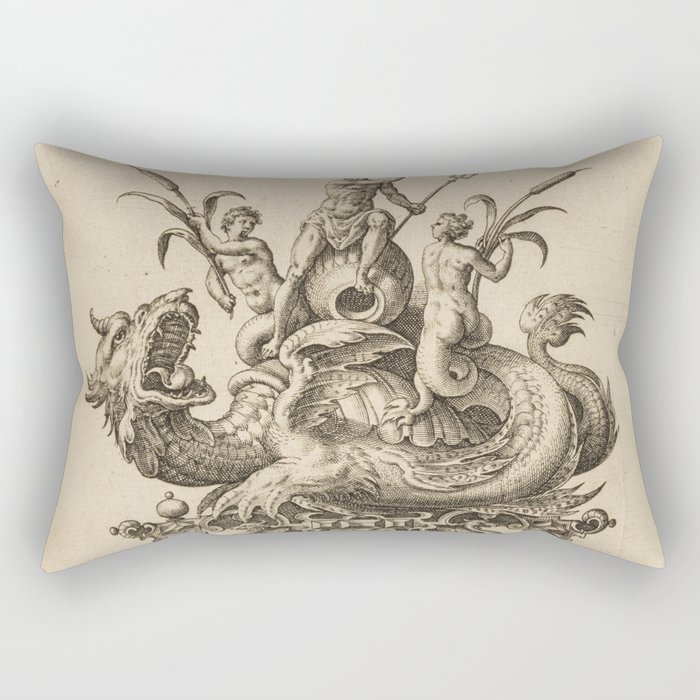 Poseidon and the Kraken Rectangular Pillow