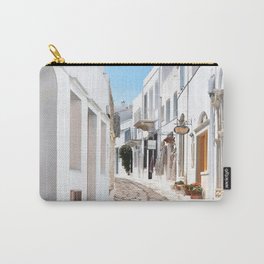 Street View of Tinos Island in Greece with Traditional Houses and Shops Carry-All Pouch | Tourism, Photo, Shops, Destination, Doors, Village, View, Exterior, Summer, Holidays 