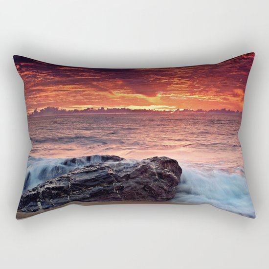 Sea water sunrise red Rectangular Pillow