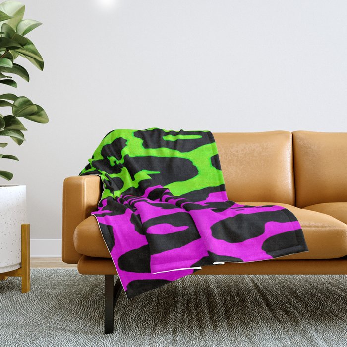 Pink and Green Leopard Throw Blanket