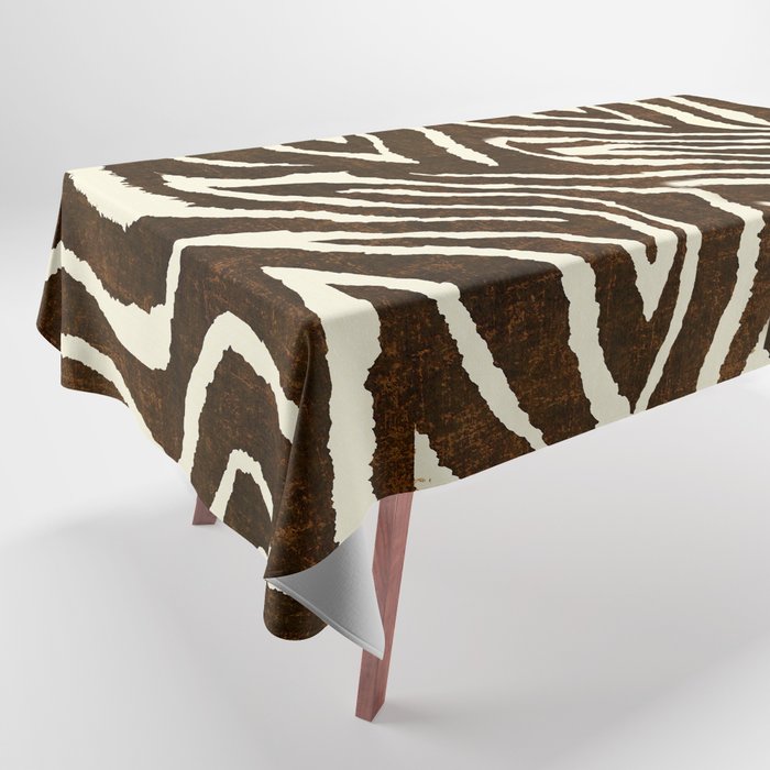 ANIMAL PRINT ZEBRA IN WINTER 2 BROWN AND BEIGE Tablecloth