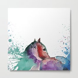 Watercolor Horse Metal Print | Painting, Mixed Media, Digital, Animal 