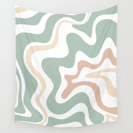 Liquid Swirl Abstract Pattern in Celadon Sage Wall Tapestry