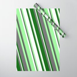 [ Thumbnail: White, Green, Dim Gray, and Dark Green Colored Lines Pattern Wrapping Paper ]