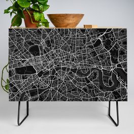 London City Map of England - Full Moon Credenza