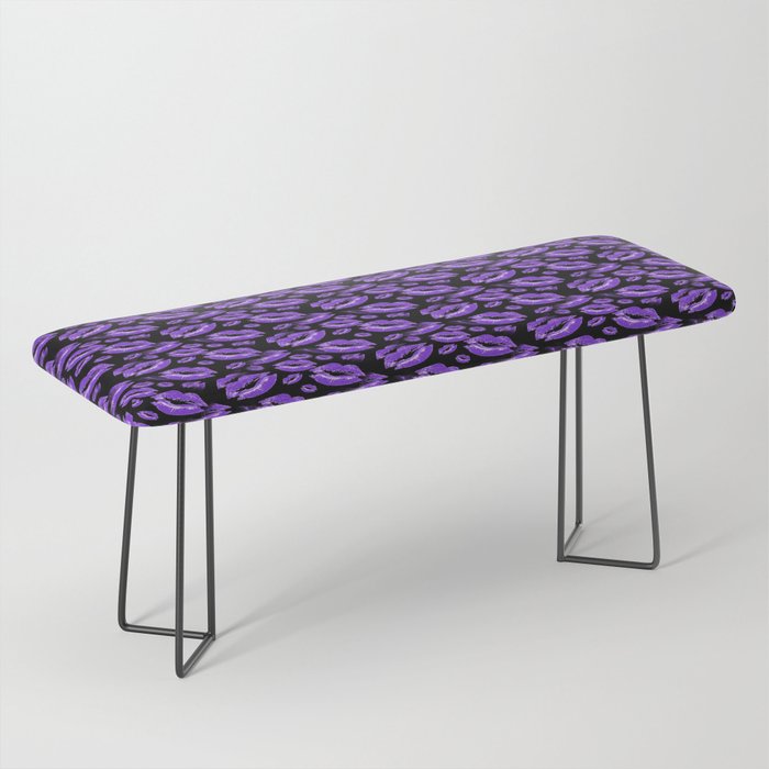 Two Kisses Collided Luscious Lilac Colored Lips Pattern Bench