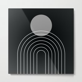 Mid Century Modern Geometric 30 in Black Grey White Metal Print | Sun, Graphicdesign, Geometric, Modern, Contemporary, Black, Vintage, Classy, Rainbow, Retro 