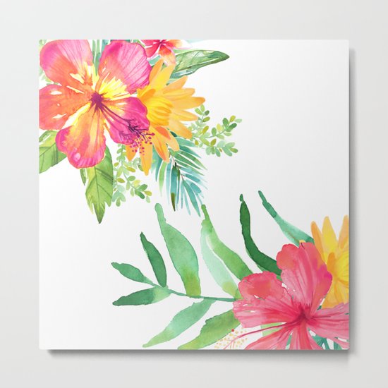 Vintage flowers in color Metal Print