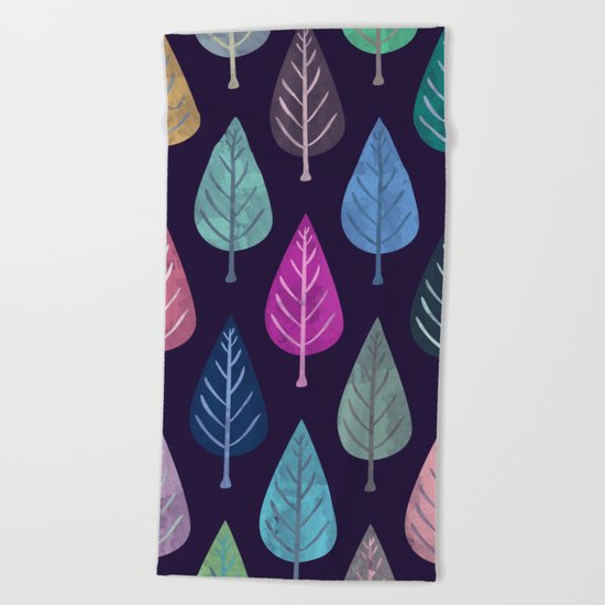Watercolor Forest Pattern IV Beach Towel