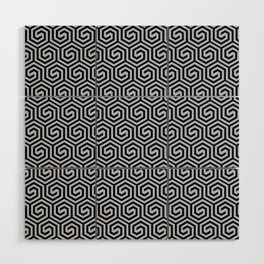 Black and Pastel Blue Spiral Tessellation Pattern Pairs DE 2022 Trending Color Prim Blue DE5898 Wood Wall Art